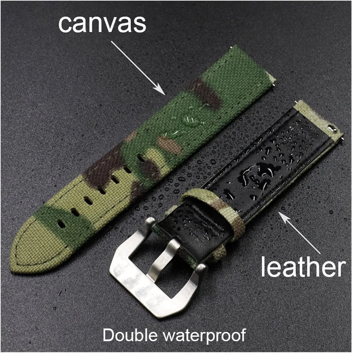 For Men Watch Accessories Canvas Leather Watchband Camouflage Military permission detractor elevate compose indigestible Watch Strap Watches Bracelet Pulseira 