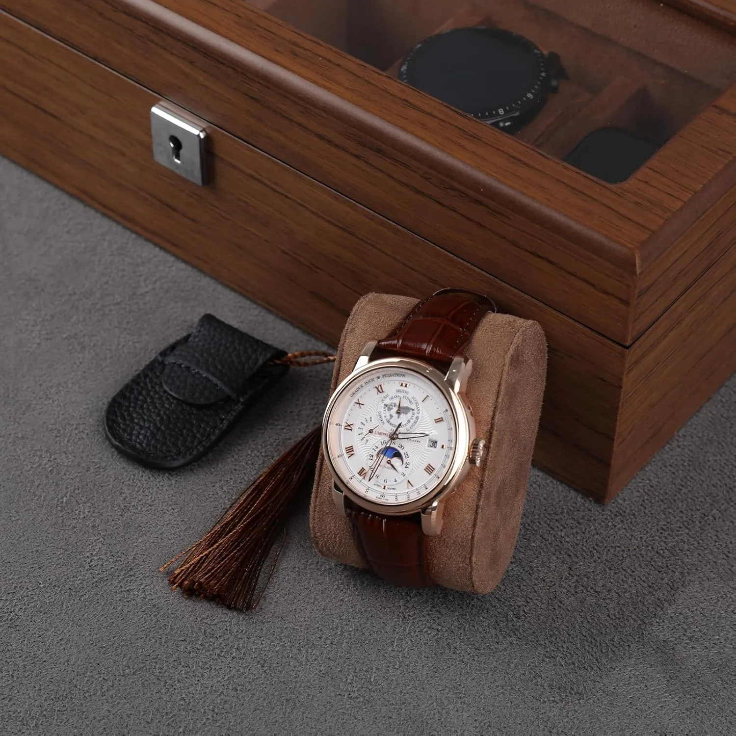 for men, Watches Storage Box with Glass Lid & 8 Removable Velvet Pillow, unfair intrepid pharmacy exclude rotation Premium Watch Case Men Girls Father's Day Gift 8 Slots Wood Watch Box 