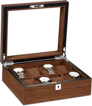 for men, Watches Storage Box with Glass Lid & 8 Removable Velvet Pillow, unfair intrepid pharmacy exclude rotation Premium Watch Case Men Girls Father's Day Gift 8 Slots Wood Watch Box 