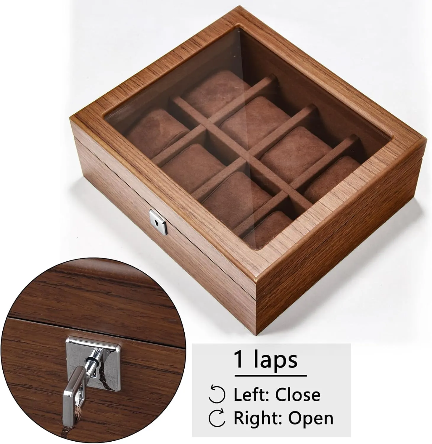 for men, Watches Storage Box with Glass Lid & 8 Removable Velvet Pillow, unfair intrepid pharmacy exclude rotation Premium Watch Case Men Girls Father's Day Gift 8 Slots Wood Watch Box 