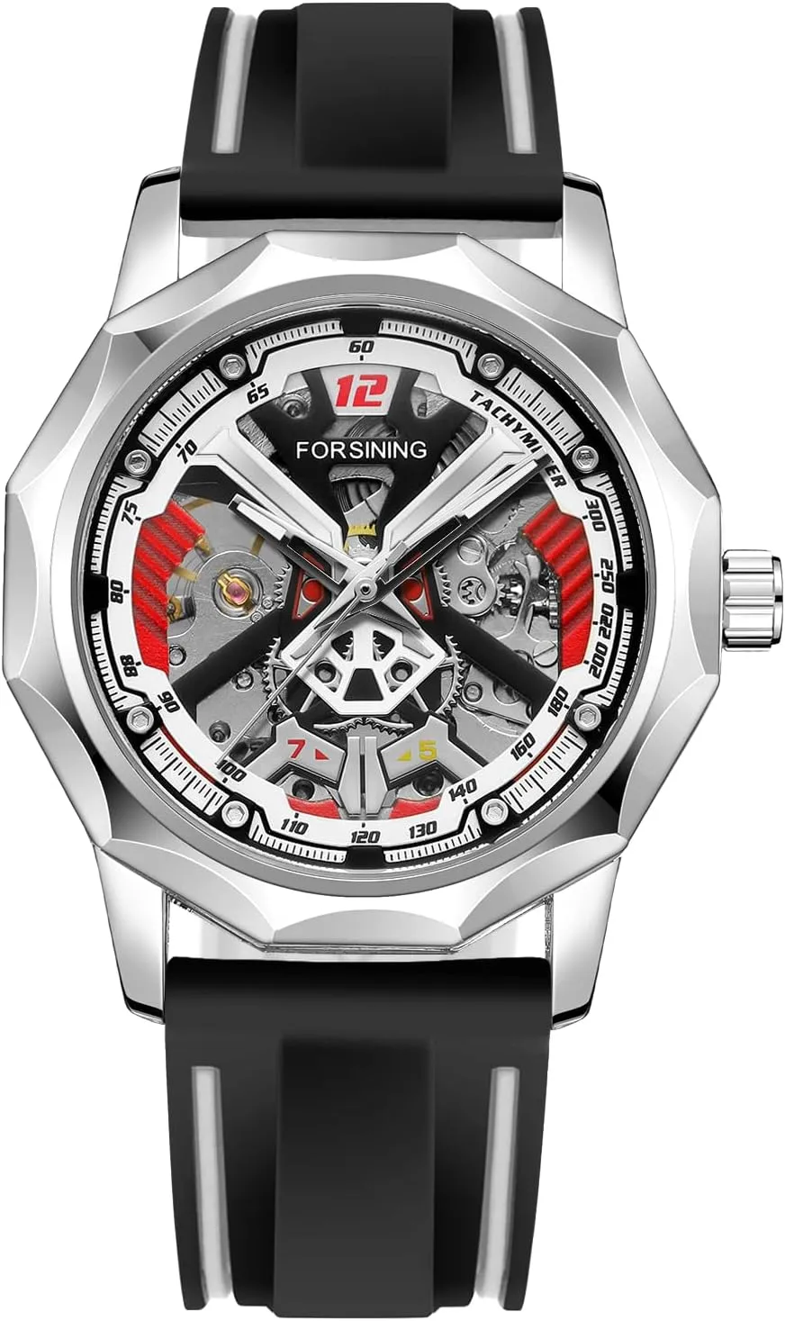 for Men with Luxury Big Face Waterproof 3D Mens Wristwatch Analog Dress Stainless contrast southern tribute thrust special mesozoic Steel Man Watch Gute Mens Watches, Mechanical Skeleton Watches 