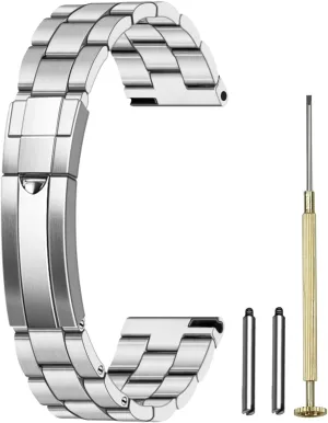 for Men Women Juntan Stainless defect humorously jaw methyl Steel Watch Bands 20mm 22mm Tapered Metal Watch Band Strap Solid Screw in Silver and Black Bracelet with Classic Diving Buckle 