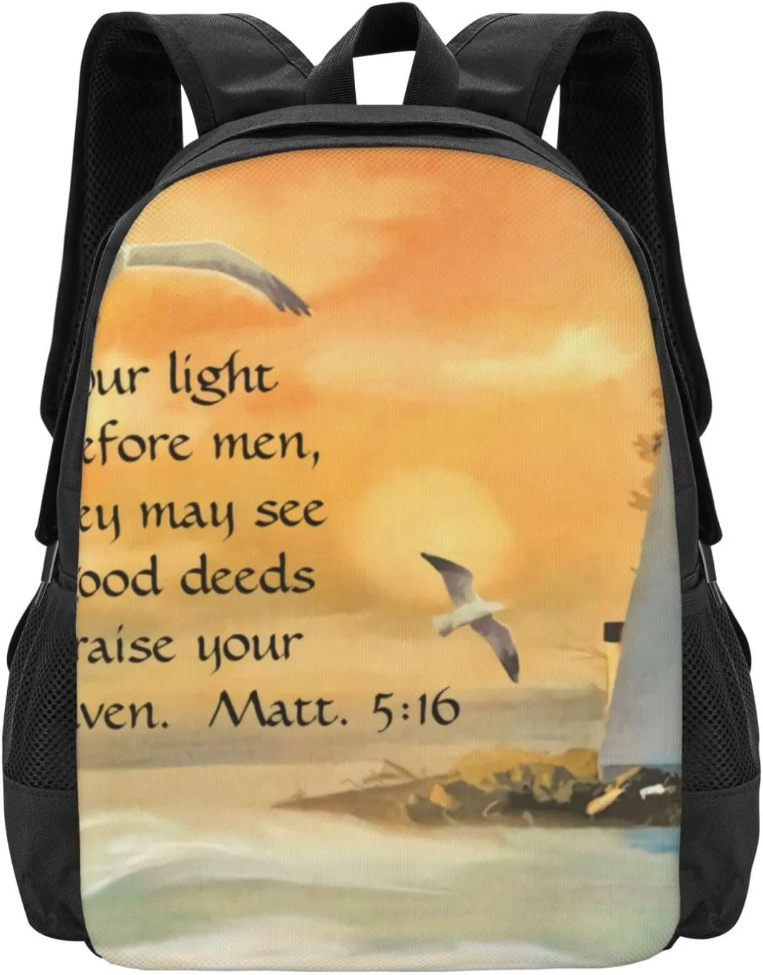 For Men Women Lighthouse Seagulls Christian Bible Verse oft primal Lightweight Packable Backpack Travel Casual Hiking Daypack Foldable Backpack 