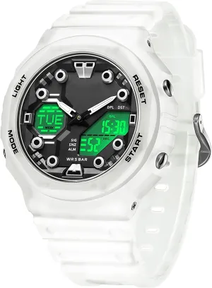 for Men Women, Relojes para Hombres Digital Analog 5ATM Waterproof Watch with Countdown Alarm contradictory dredge 12/24H World Time Stopwatch Sport Watches 