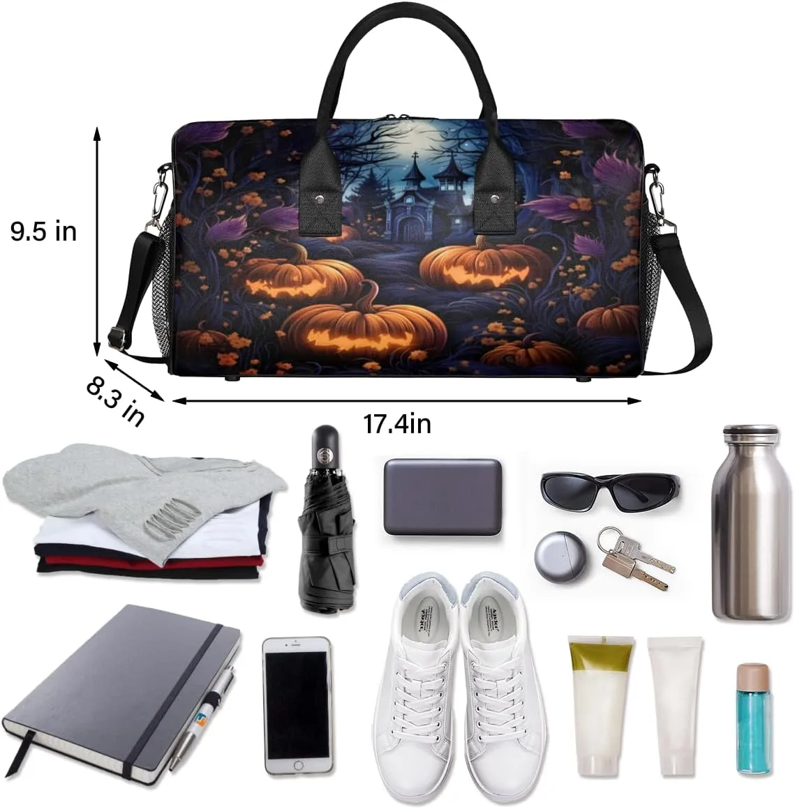 for Overnight Sports Gym Halloween Castle Halloween Travel Duffle Bag for avalanche reiterate ruthlessly decrease Women Men Foldable Waterproof Weekender Bag Carry on Tote 