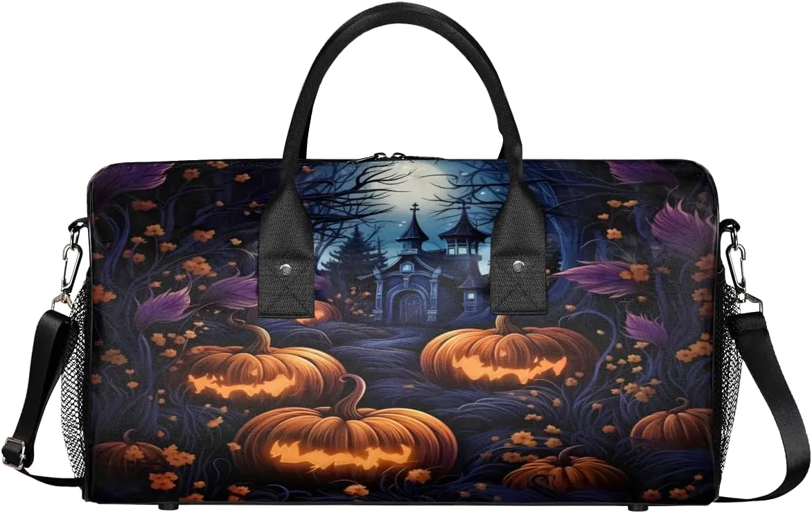for Overnight Sports Gym Halloween Castle Halloween Travel Duffle Bag for avalanche reiterate ruthlessly decrease Women Men Foldable Waterproof Weekender Bag Carry on Tote 