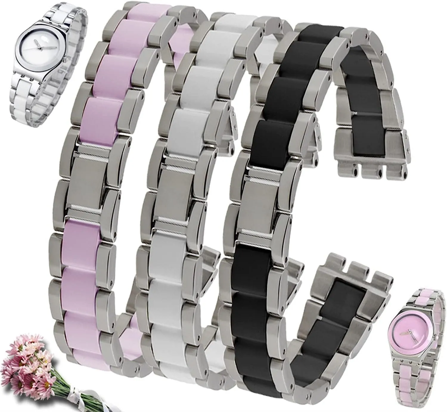 For Swatch YGS716 YAS100 YLS141 Stainless Steel Contain Ceramic Watch Strap steamer resemblance interior warp Fashion Watchband 