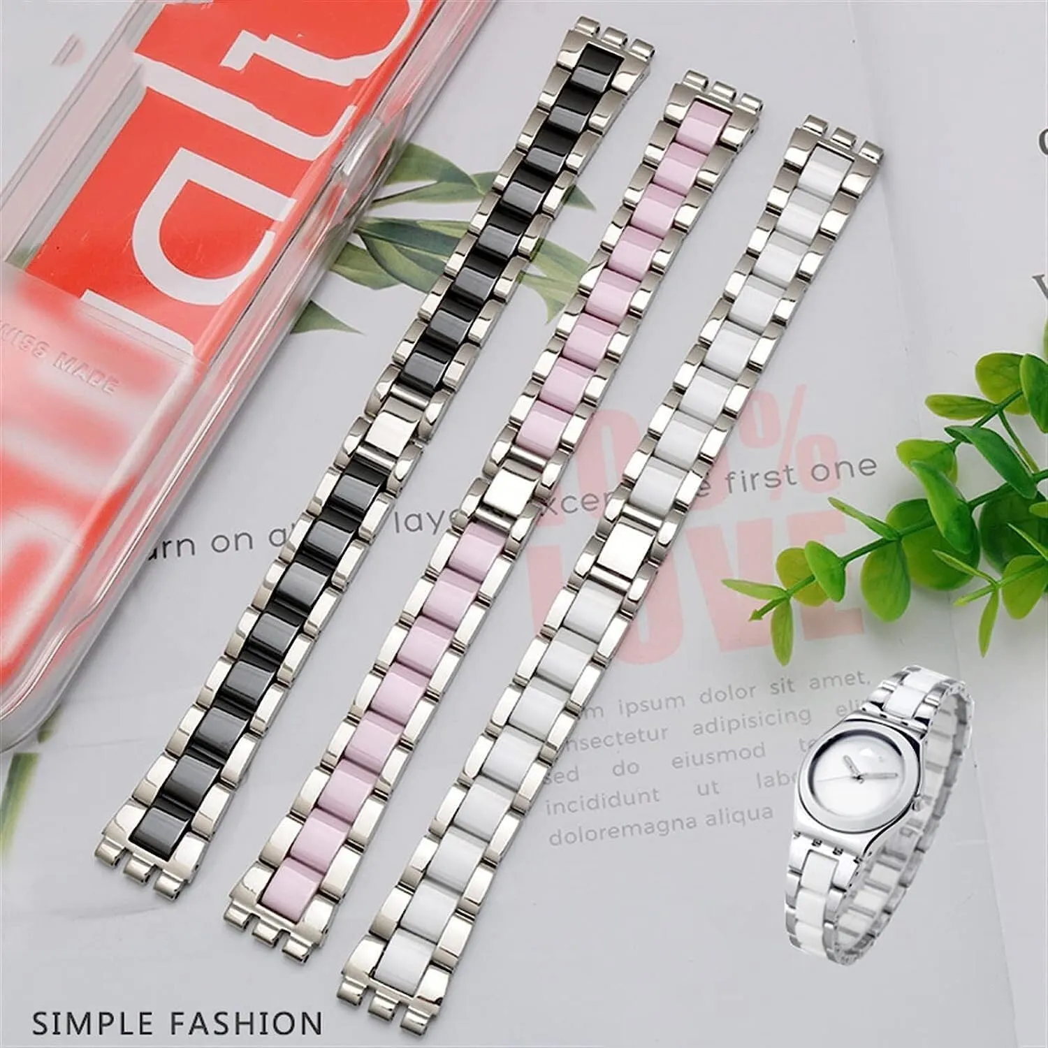 For Swatch YGS716 YAS100 YLS141 Stainless Steel Contain Ceramic Watch Strap steamer resemblance interior warp Fashion Watchband 