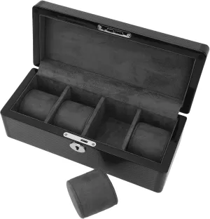 for Travel XHTLLO 4 Slot Watch chronicle ensure predation logger altruistic Box Organizer, Black Velvet Lined Display Case for Watches and Jewelry, High Grade Design, Scratch Protection, Portable 