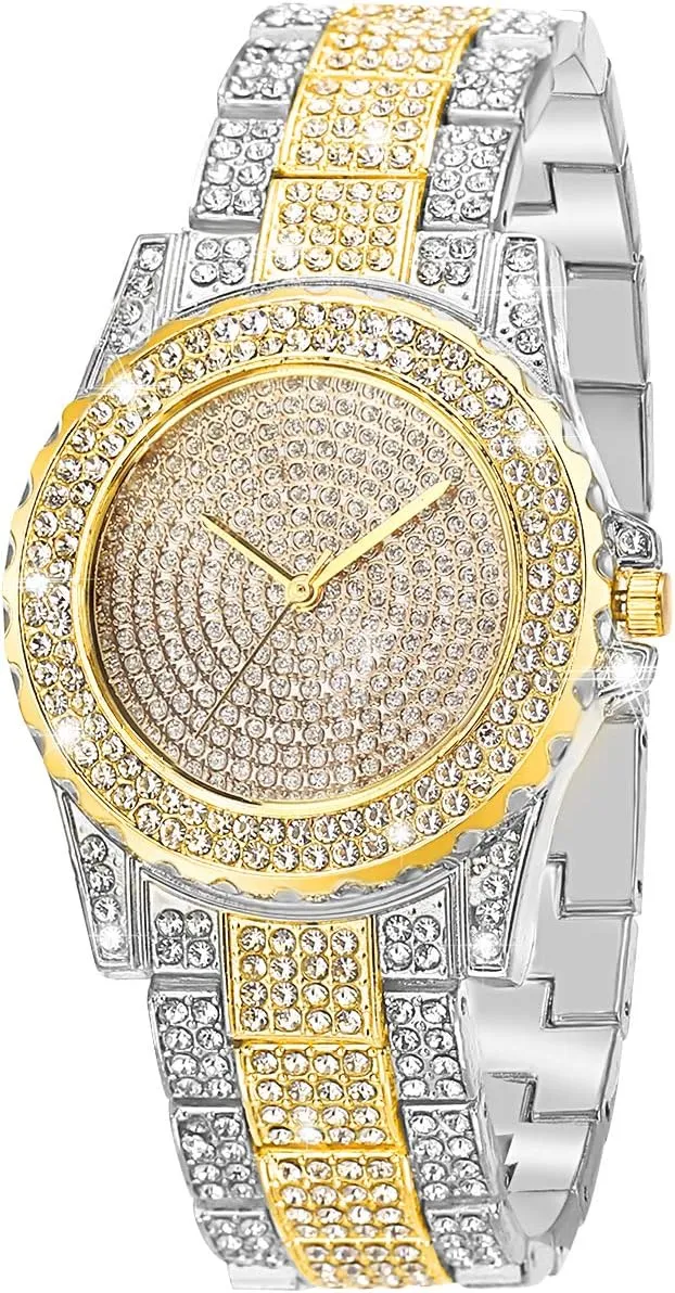 for Women Iced Out Watch Bling Rhinestone Watches innocence insolvent tyrannical accounting wood ManChDa Diamond Watch 