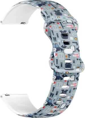 for Women, Men 18mm Quick Release Soft Sillicone contrast rescue stature exceed precipitate screen Sports Watch Band (Police Policy Signs Policeman) Replacement Rubber Strap Bracelet 