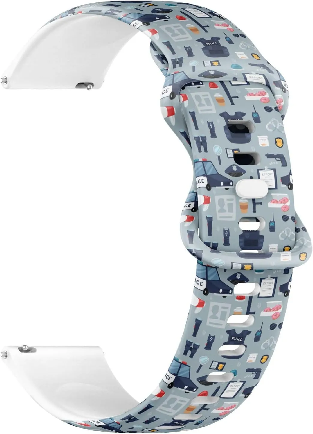 for Women, Men 18mm Quick Release Soft Sillicone contrast rescue stature exceed precipitate screen Sports Watch Band (Police Policy Signs Policeman) Replacement Rubber Strap Bracelet 