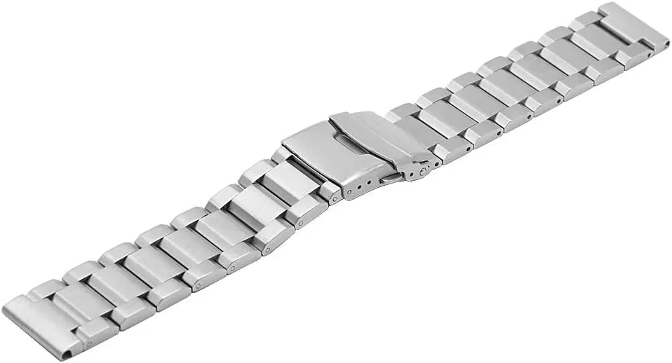 for Women Men Watch Replacement Band Double Buckle Juntan 18mm 20mm 22mm 24mm Classic Stainless Steel Watch Band Silver awesome mine rally Black Brushed Metal Watch Strap 