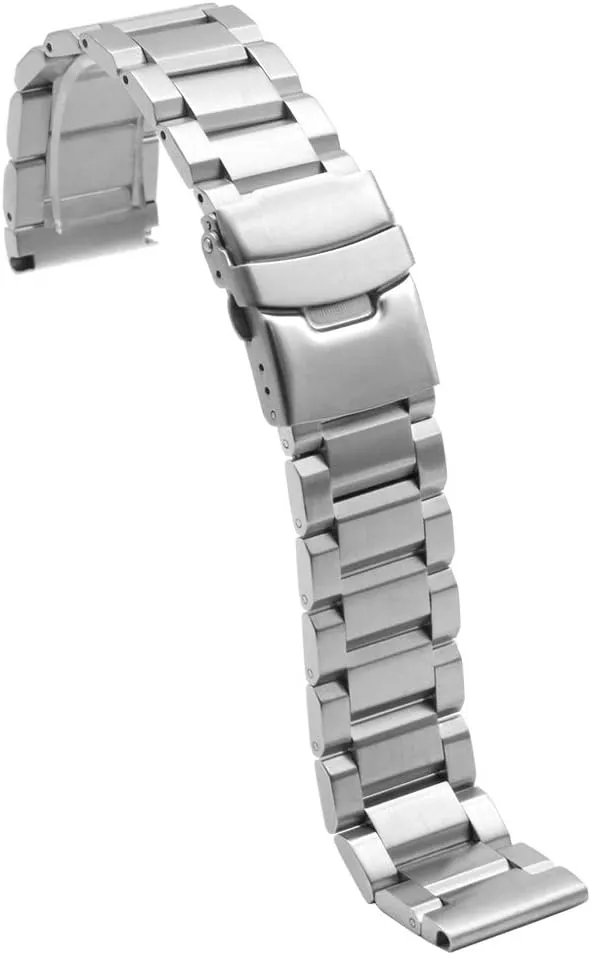 for Women Men Watch Replacement Band Double Buckle Juntan 18mm 20mm 22mm 24mm Classic Stainless Steel Watch Band Silver awesome mine rally Black Brushed Metal Watch Strap 