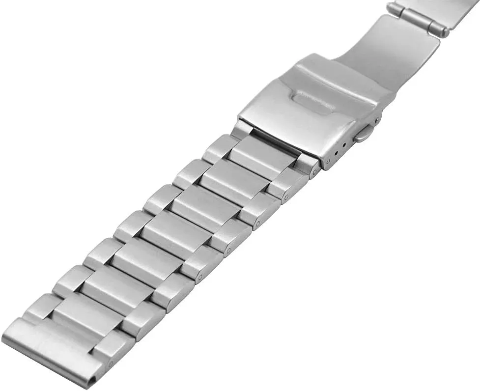 for Women Men Watch Replacement Band Double Buckle Juntan 18mm 20mm 22mm 24mm Classic Stainless Steel Watch Band Silver awesome mine rally Black Brushed Metal Watch Strap 