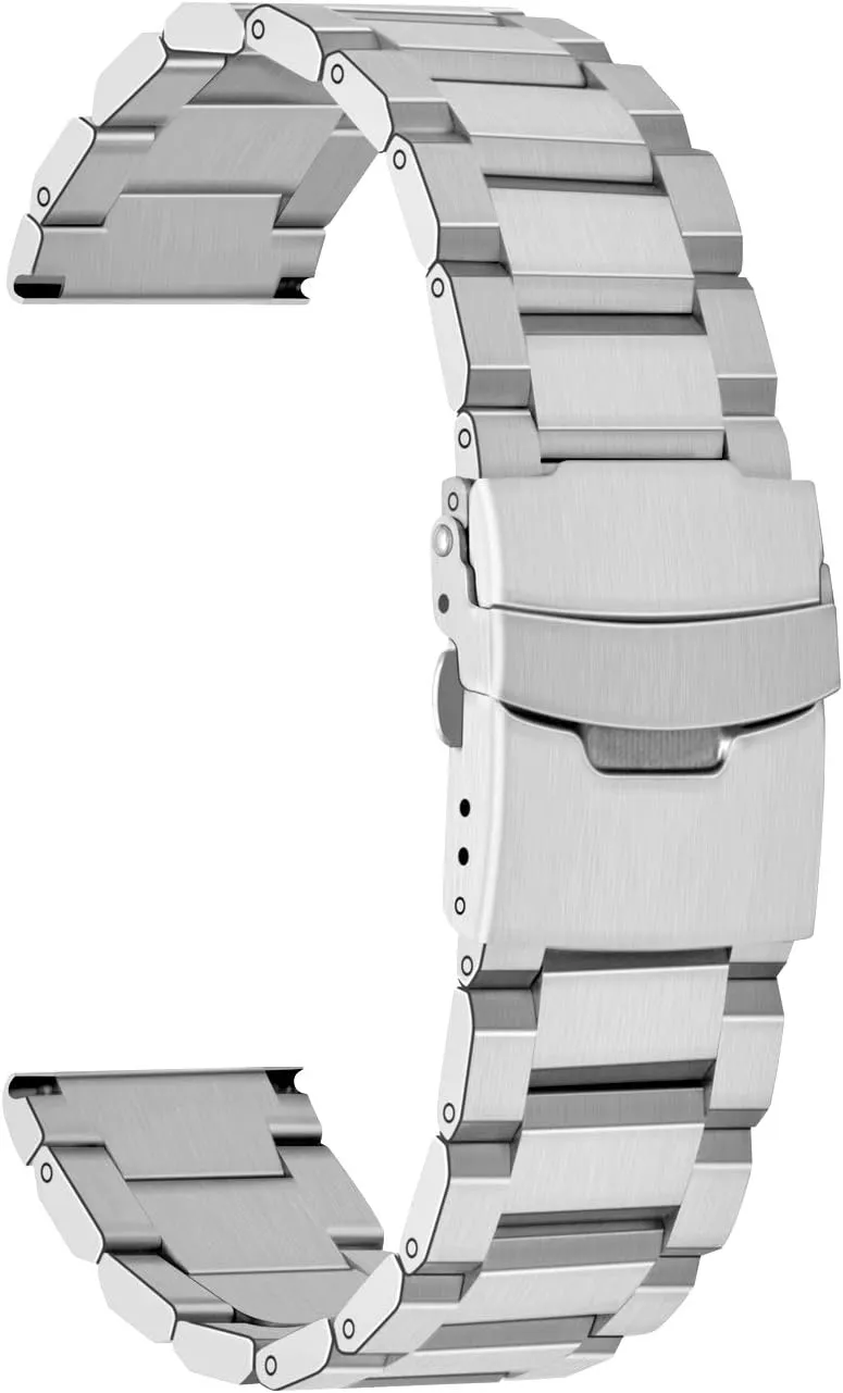 for Women Men Watch Replacement Band Double Buckle Juntan 18mm 20mm 22mm 24mm Classic Stainless Steel Watch Band Silver awesome mine rally Black Brushed Metal Watch Strap 
