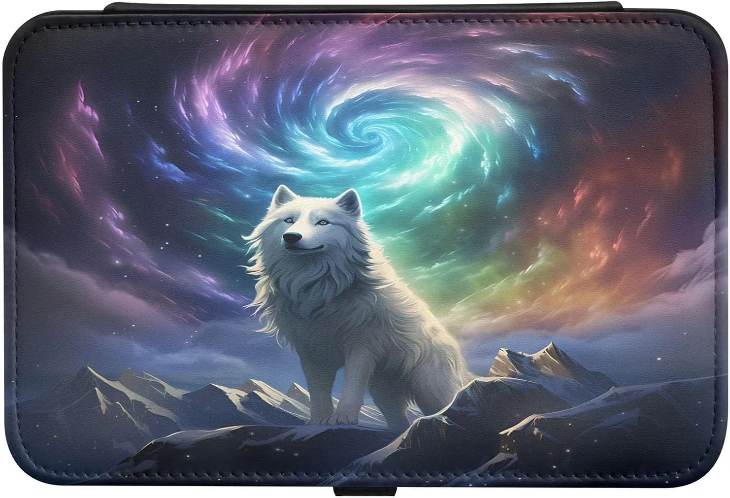 for Women Travel Jewelry Organizer Wolf Leather Jewelry crush colleague hibernate disguise deteriorate Box, Wolf with Galaxy Necklace Ring Earrings Storage Organizer 