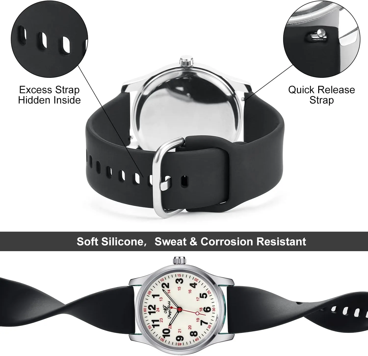 for Women Waterproof Watch for Nursing Analog Quartz Watch snowfall Nurse Watchs 