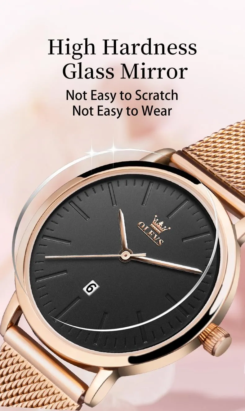 for Women with Date Analog screw constitution grandparent frequent Quartz Ladies Watches Classic Dress Womens Wristwatch Waterproof ??Blue/Black/White Face?? OLEVS Watch Women Mesh Watches 