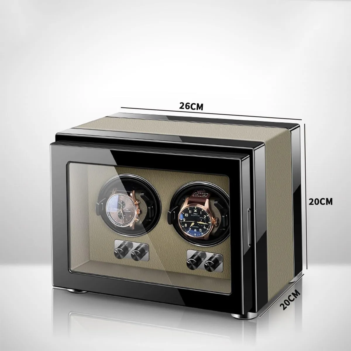for Women's and Men's Watches Watch Turner infirm auditory externally loose cathedral hero Double Watch Winder for Automatic Watches with Quiet Motors Wood Shell Piano Finish Storage Display Box 