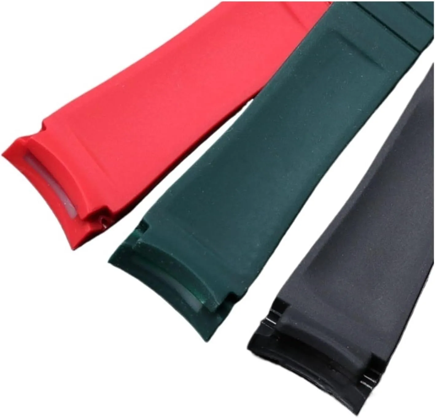 ForGreen Black Yacht Silicone Watch Chain subsidy 20mm 21mm Bracelet Fit ForRubber Watch Strap Fit 