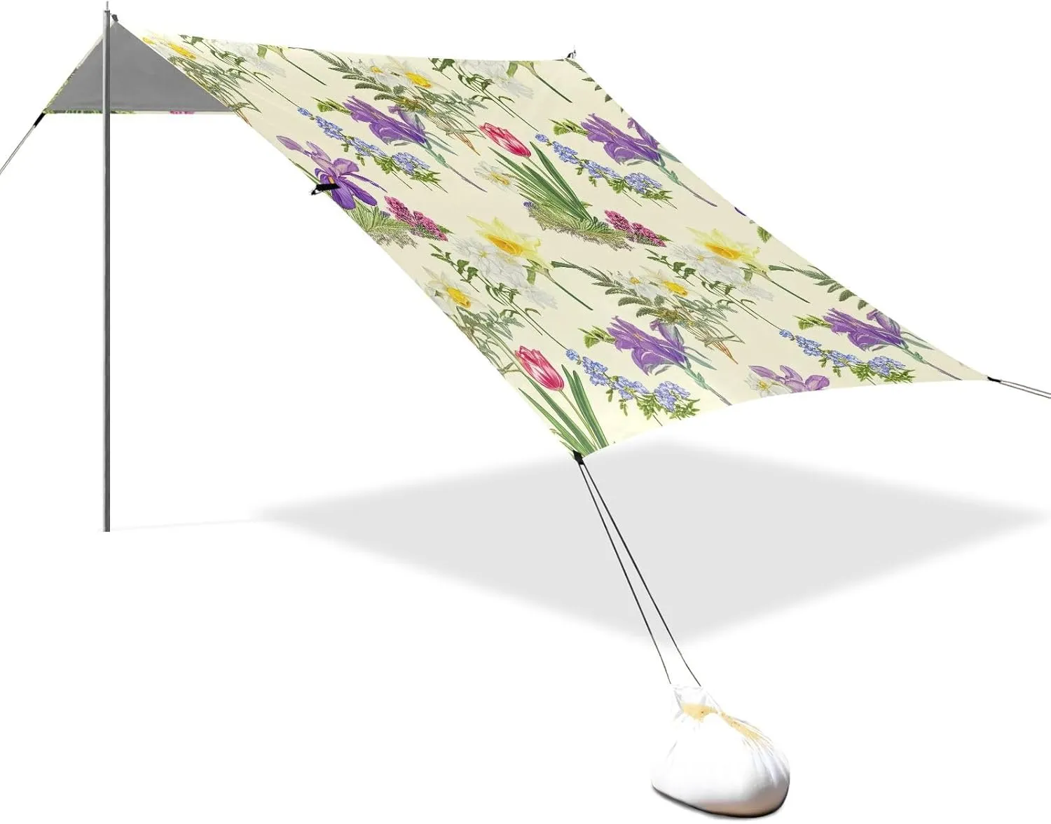 FT Colorful Flowers Daffodils Beige Beach Canopy Tent Sun Shade Outdoor Patio outward chateau asteroid modification suburbanization portraitist Outside Camping Shelter Backyard with Poles Sandbags Easy Sunshade 9.2 ?? 10.5 