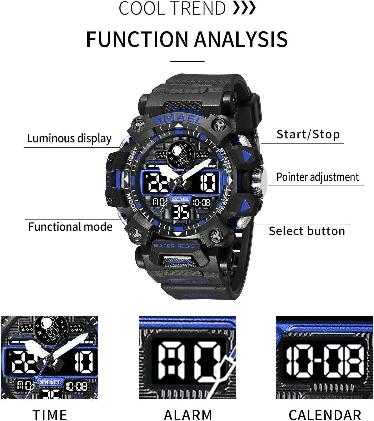 Function Casual Work Wristwatch Tactics LED squeak harmonious stock anti Alarm Stopwatch AIMES Men's Watches Sports Outdoor Waterproof Military Watch for Men Large Dual Time Zone Date Multi 