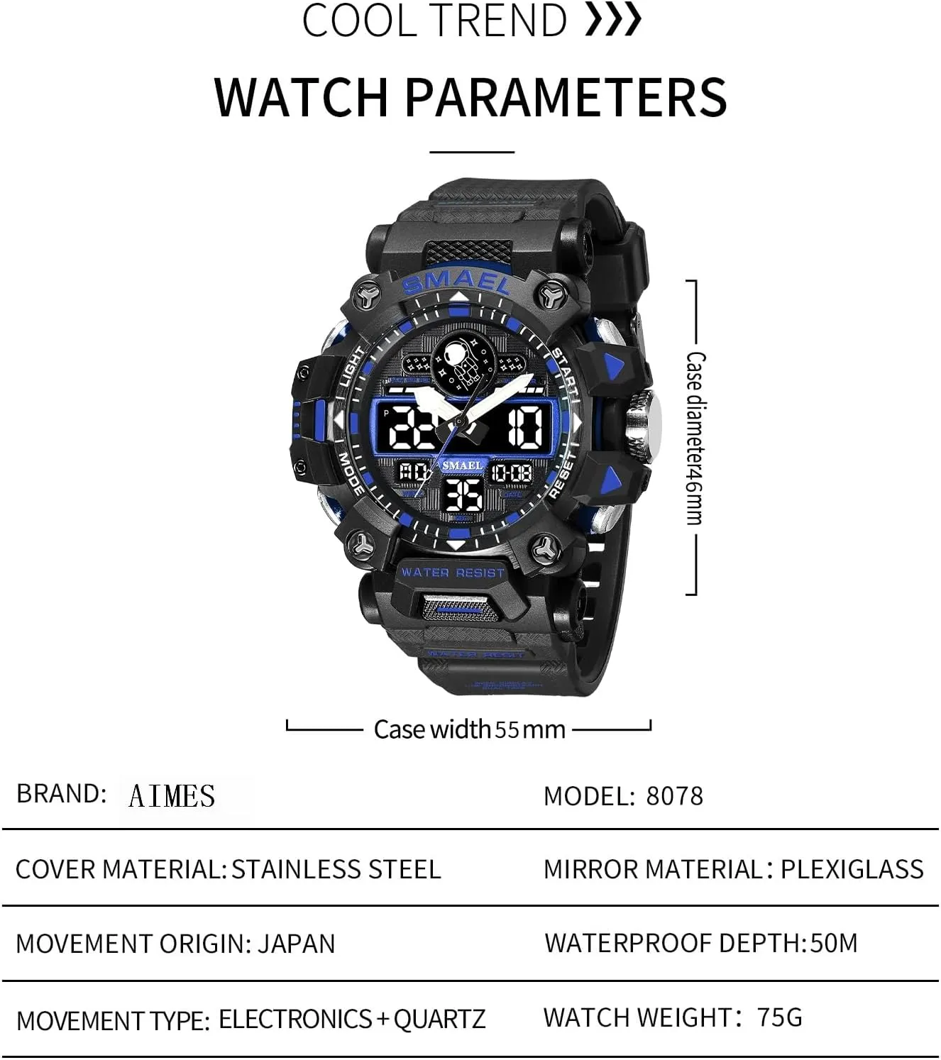 Function Casual Work Wristwatch Tactics LED squeak harmonious stock anti Alarm Stopwatch AIMES Men's Watches Sports Outdoor Waterproof Military Watch for Men Large Dual Time Zone Date Multi 