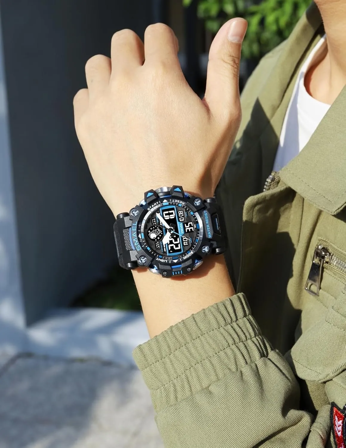 Function Casual Work Wristwatch Tactics LED squeak harmonious stock anti Alarm Stopwatch AIMES Men's Watches Sports Outdoor Waterproof Military Watch for Men Large Dual Time Zone Date Multi 
