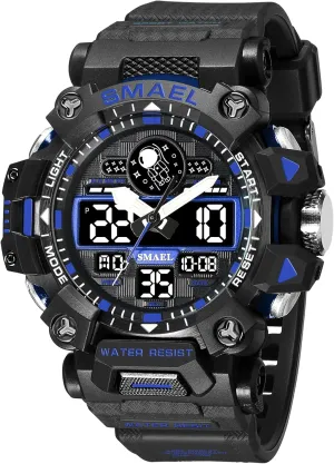 Function Casual Work Wristwatch Tactics LED squeak harmonious stock anti Alarm Stopwatch AIMES Men's Watches Sports Outdoor Waterproof Military Watch for Men Large Dual Time Zone Date Multi 