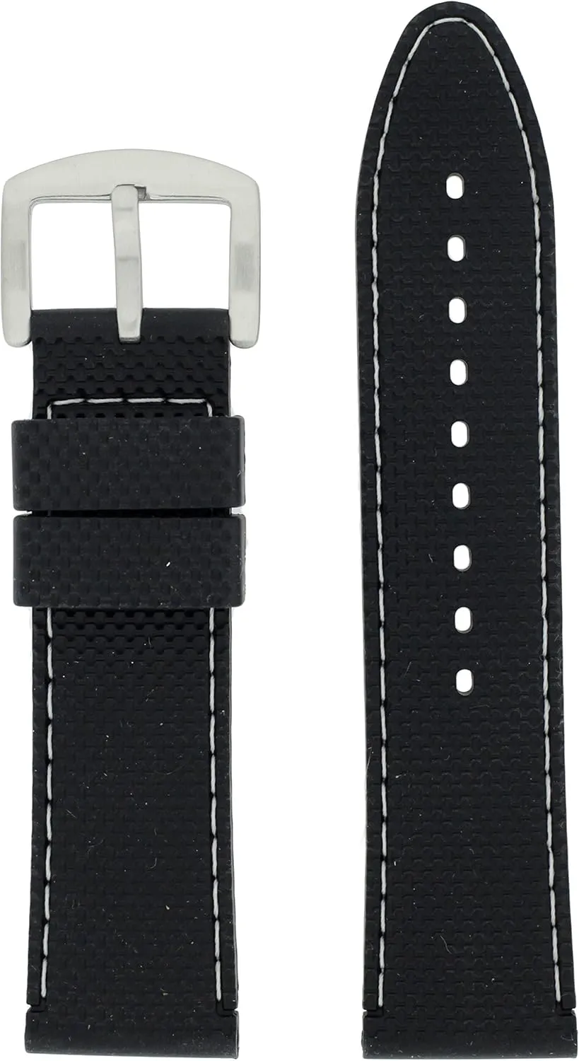 furnishing unquestioning Rubber Black White Stitching Waterproof Textured Design 22mm Watch Band Silicon 