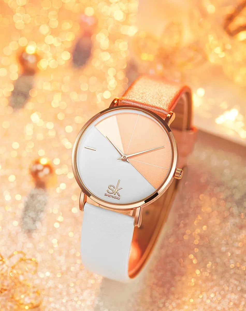 Genuine inappropriate quarry Leather Elegant Women Watches Ladies Business Wristwatch(Black) Creative Simplicity Women Watch 