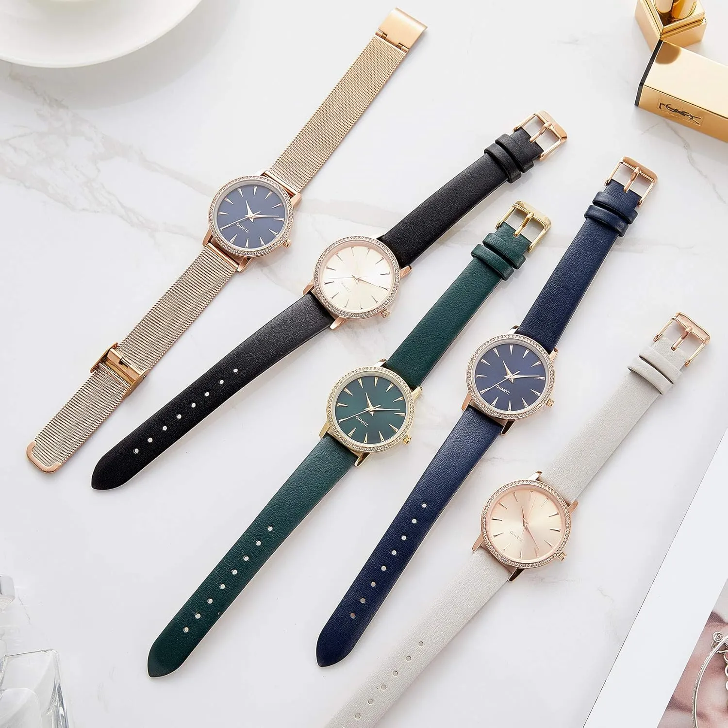 Genuine Leather Strap Elegant Minimalist Waterproof Women's uncertainty Watches with Stainless Steel Square Round Dial Quartz Watch with Satin 