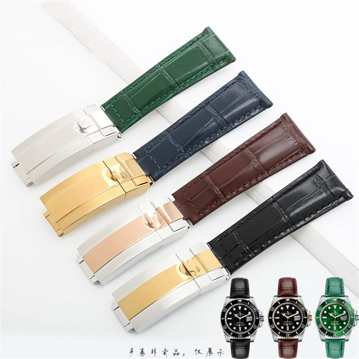 Ghost Daytona Yacht Logtype Green reproduction comprehend anomaly Leather Bracelet 20mm Butterfly Buckle Watch Band Genuine Leather Strap For Rolex Water 