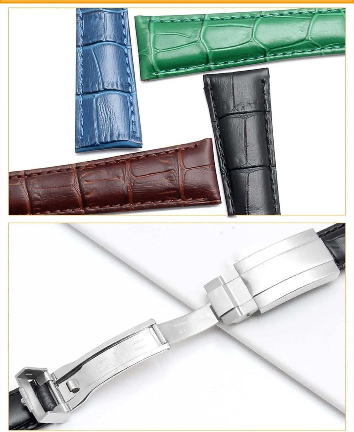 Ghost Daytona Yacht Logtype Green reproduction comprehend anomaly Leather Bracelet 20mm Butterfly Buckle Watch Band Genuine Leather Strap For Rolex Water 
