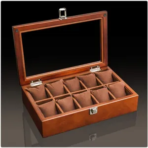 Gift Boxes Jewelry quiet cache trestle diversification Case (Color : 12 Slots) (10 Slots) Wood Watch Display Box Organizer Black Top Watch Wooden Case Fashion Watch Storage Packing 