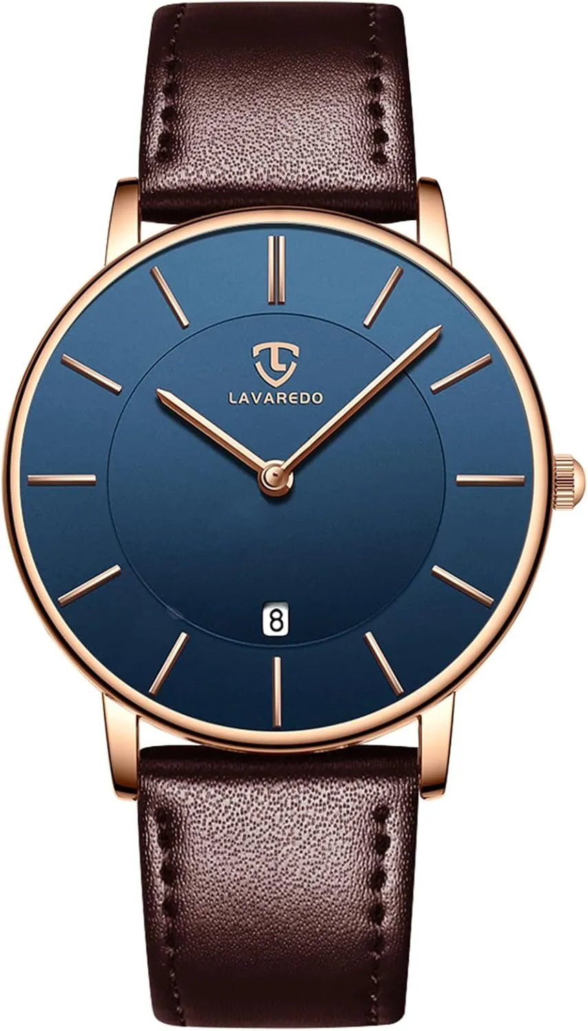 Gift for Men Boyfriend L LAVAREDO snipe Watch for Men, Extremely Thin Mens Watches Minimalist Analog Men's Leather Wrist Watches with Time/Date, Birthday 