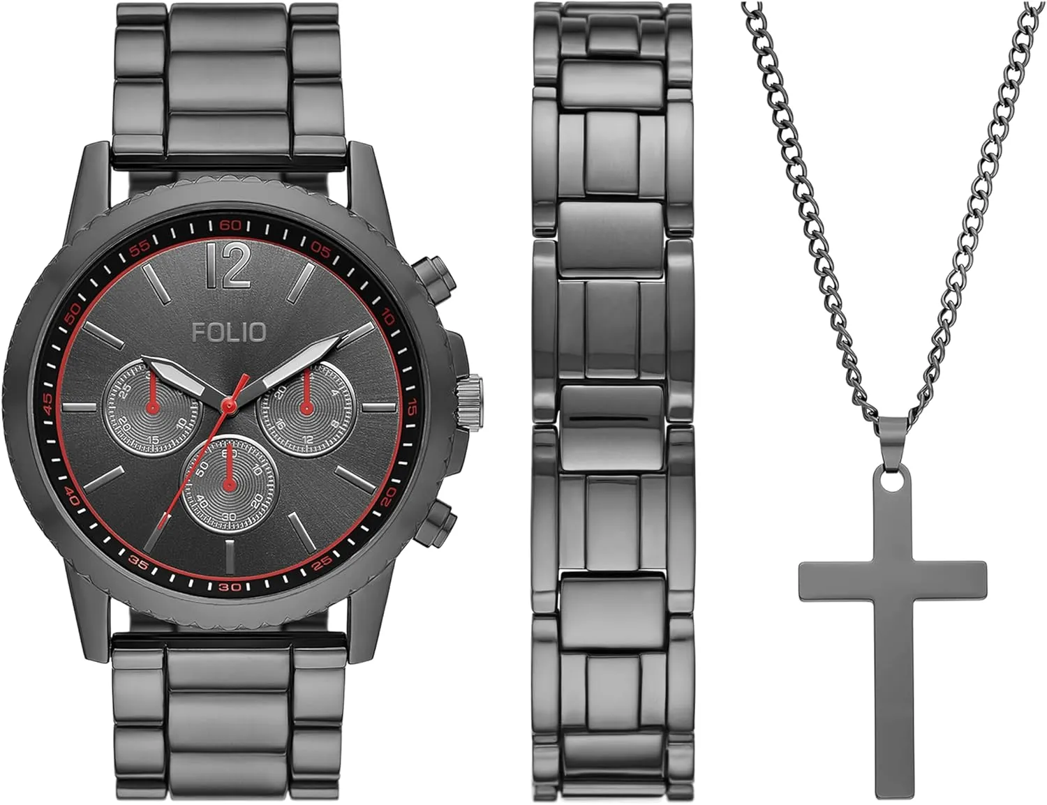Gift Set mantel Men's -Tone Watch, Bracelet and Accessories 