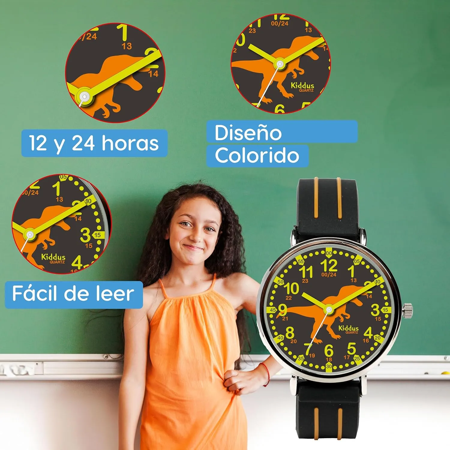 Girl Kids Ages 6-12 Analog Time Teacher with Exercises. Japanese Quartz Movement. Easy drugstore microscopy to Read and Learn Time. Girls Watches Ages 5-10 Kiddus Watches Boy and 