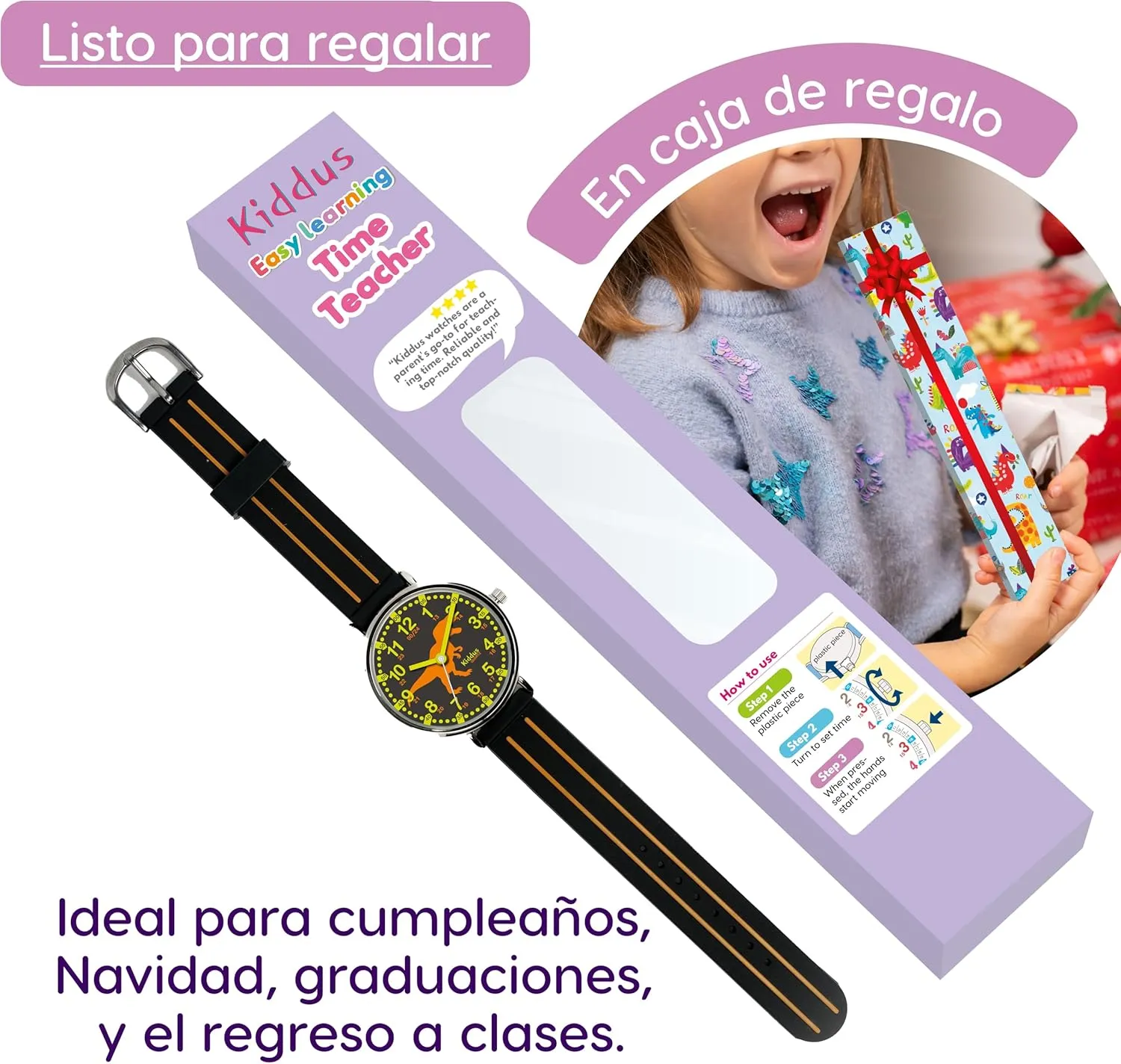 Girl Kids Ages 6-12 Analog Time Teacher with Exercises. Japanese Quartz Movement. Easy drugstore microscopy to Read and Learn Time. Girls Watches Ages 5-10 Kiddus Watches Boy and 