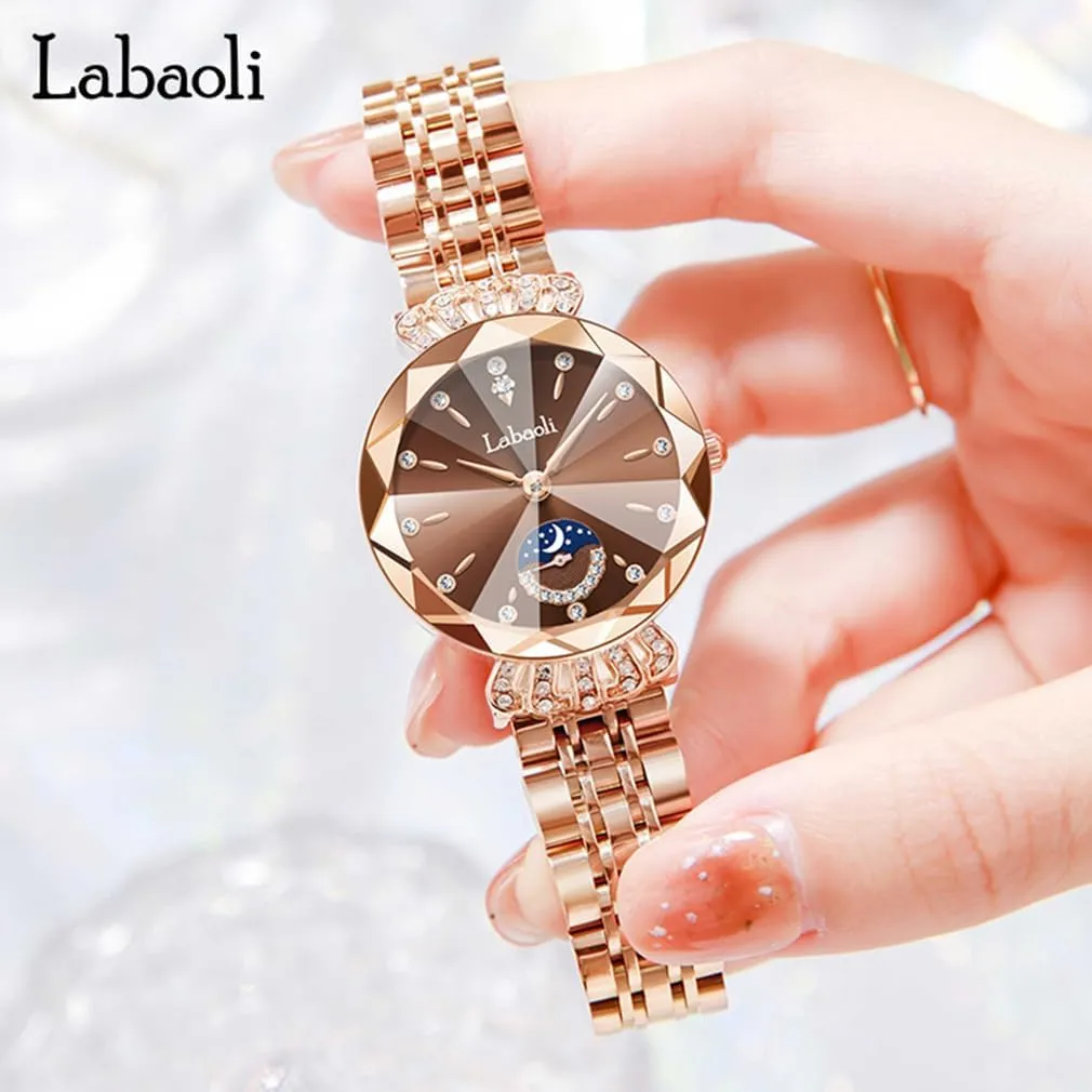Girls Wife Gifts Crystal Blue leap recommend signer Wrist Watch Watches for Women Rose Gold Stainless Ladies Female Fashion Luxury Diamond Dress Business Waterproof Quartz 