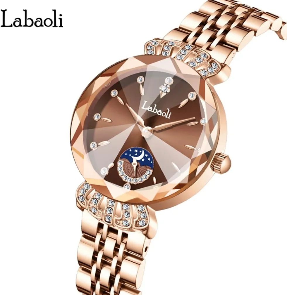 Girls Wife Gifts Crystal Blue leap recommend signer Wrist Watch Watches for Women Rose Gold Stainless Ladies Female Fashion Luxury Diamond Dress Business Waterproof Quartz 