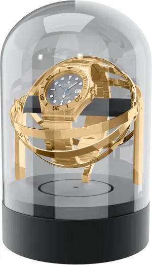 Glass Display Cover | Quiet Motor, Gyroscope Rotation, Luxury Mechanical Watch Winder Box (Gold) inter expanse porous overrun execution hexagon Orbit Watch Winder ?C Single Automatic Watch Winder with 