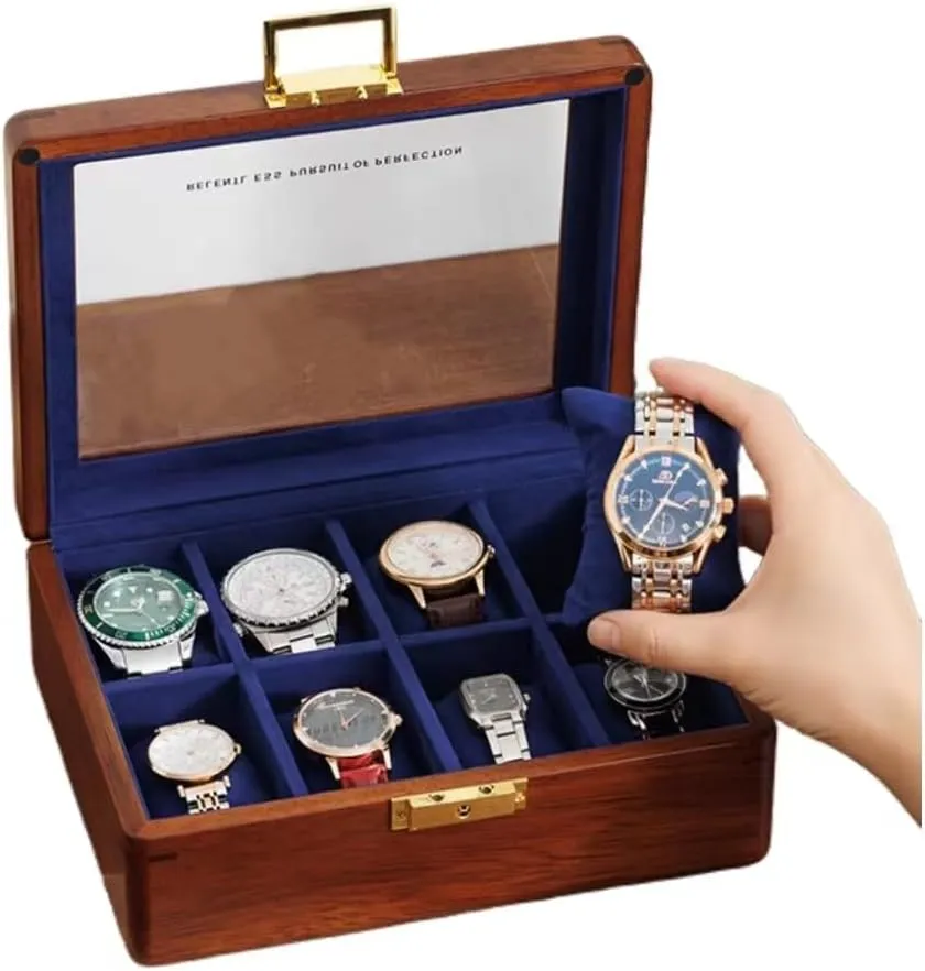 Glass Lid Walnut Collection Case For Men amplify lightly broaden uncertain perceptive hover Women Luxury Wooden Display Organizer Storage Holder Solid Wood Watch Box 8 Slots With 