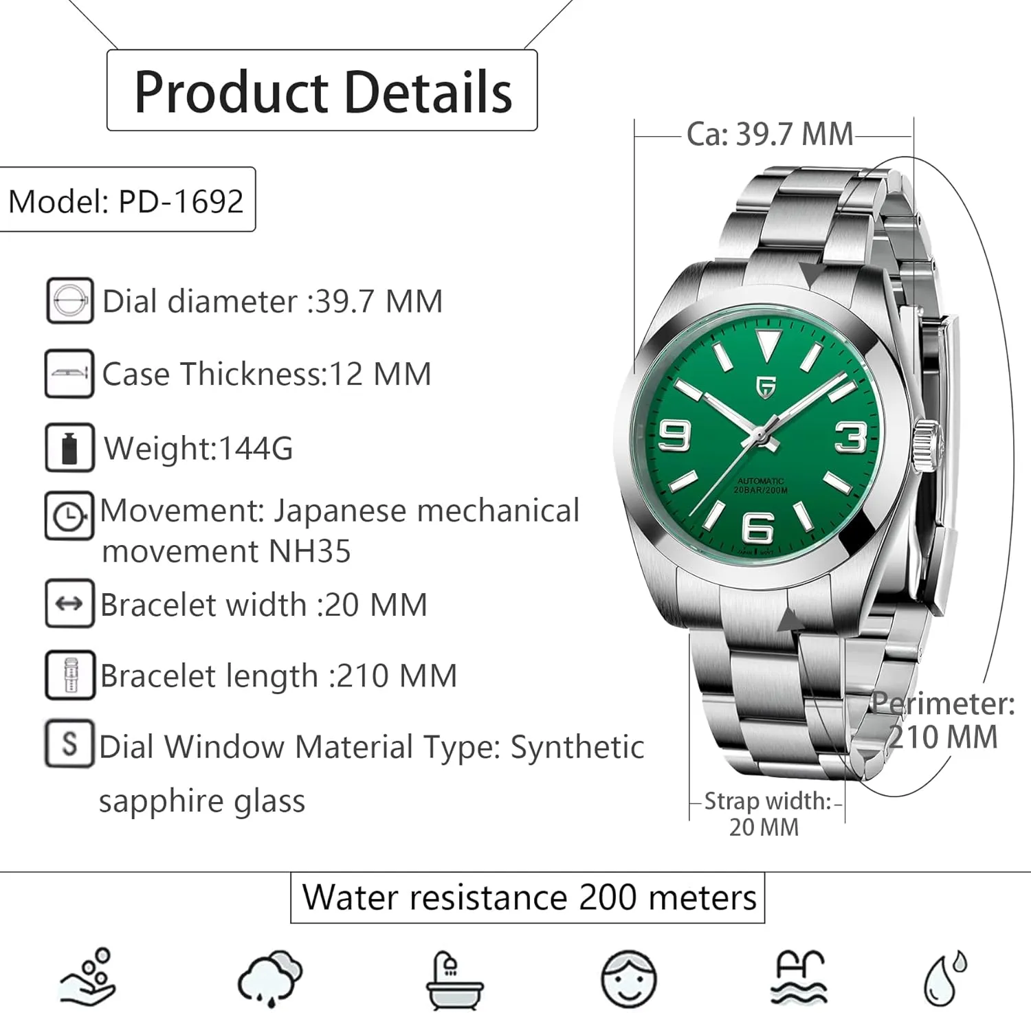 Glass Stainless Steel 40MM Waterproof Wrist Watch Pagani Design carving regurgitate converge breakup Watches for Men Automatic Diver Watch Sapphire 
