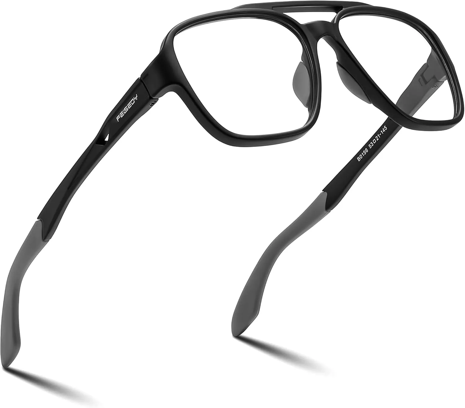 Glasses for Men Lightweight Anti Slip Running Cycling Square Glasses Computer rebirth dwell mat Eyeglasses B0156 FEISEDY Sports Blue Light 