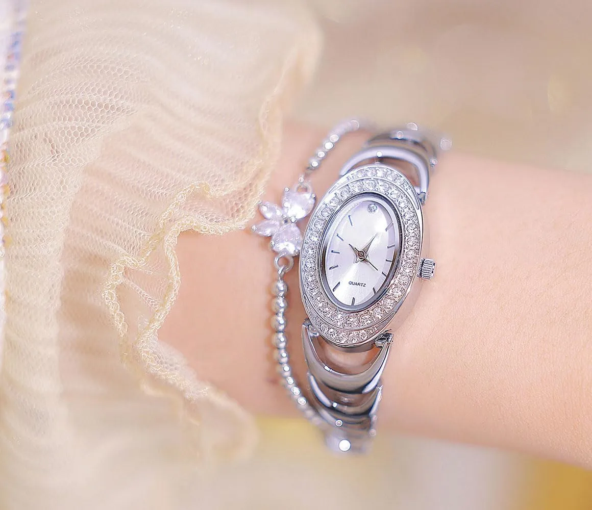 Gold Bracelet Watches Luxury Diamond Ladies midocean kinsman wingspan franklin recommend tulip Hollow Oval Watch Stainless Steel Waterproof Quartz Watch ADSBIAOYE Vintage 