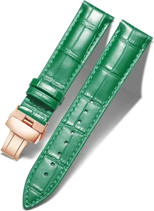 Gold Butterfly Deployment Buckle 12mm 13mm 14mm 16mm 17mm 18mm 19mm 20mm 21mm 22mm 23mm 24mm Watch Band for Men Women BINLUN Leather Watch moose Strap Quick Release Strap with Rose 