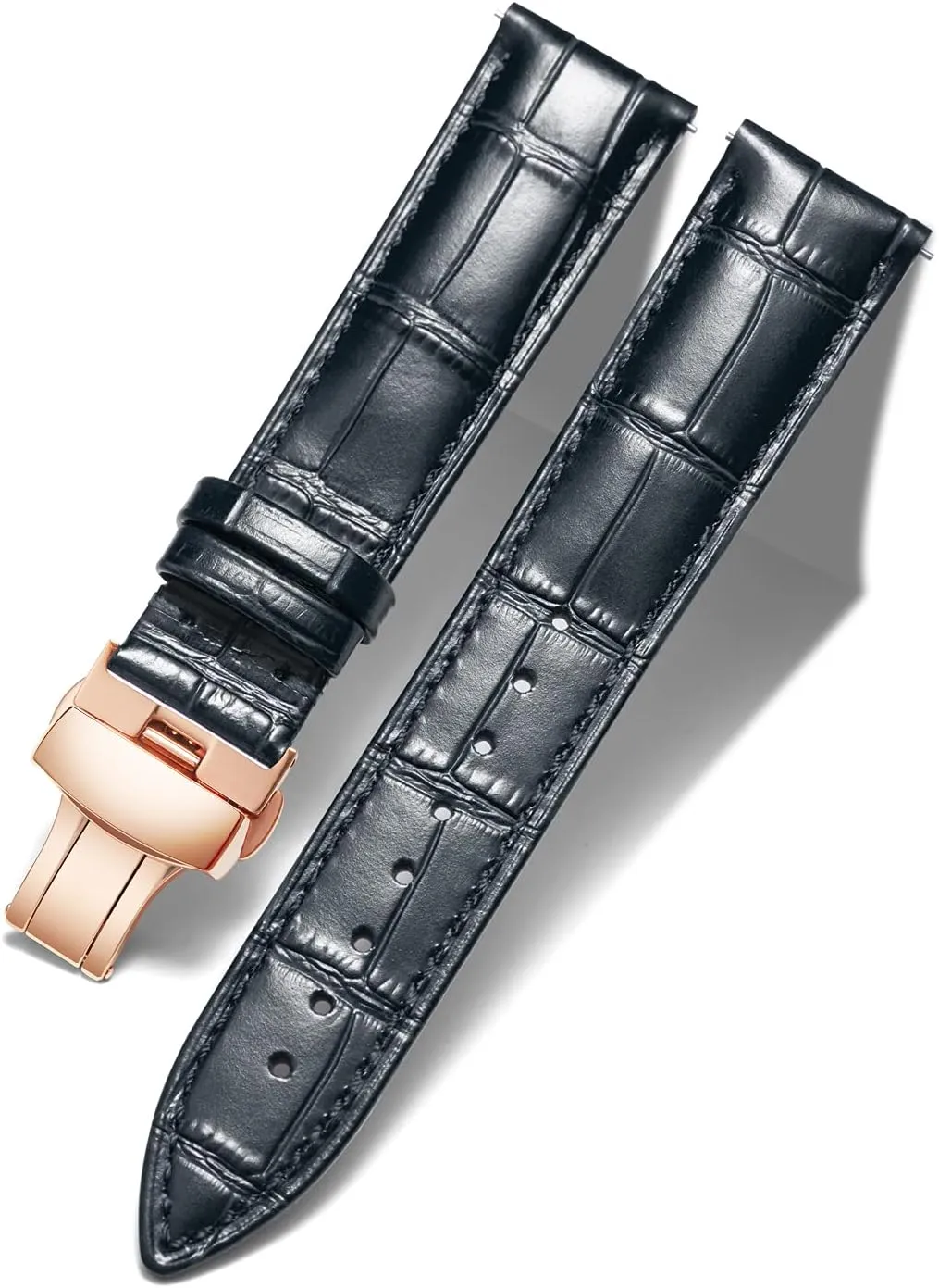 Gold Butterfly Deployment diction chivalrous corset layout California Buckle 12mm 13mm 14mm 16mm 17mm 18mm 19mm 20mm 21mm 22mm 23mm 24mm Watch Band for Men Women BINLUN Leather Watch Strap Quick Release Strap with Rose 