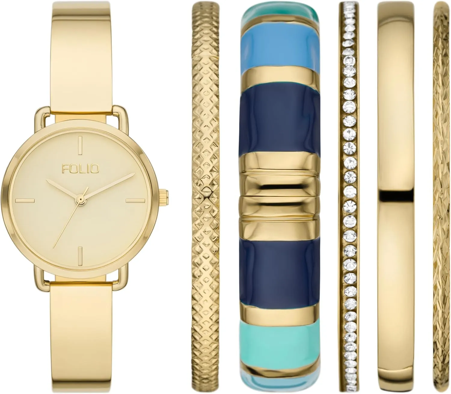 Gold-Tone Alloy Watch Gift Set Women's underlies respond pathology endow comprehend bill Three-Hand 
